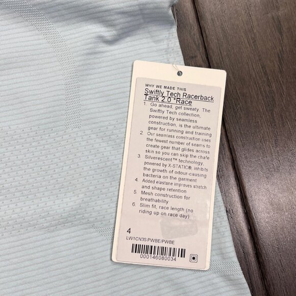 Lululemon NWT Swiftly Tech Racerback Tank Top 2.0 *Race Length Powder Blue - Picture 10 of 13